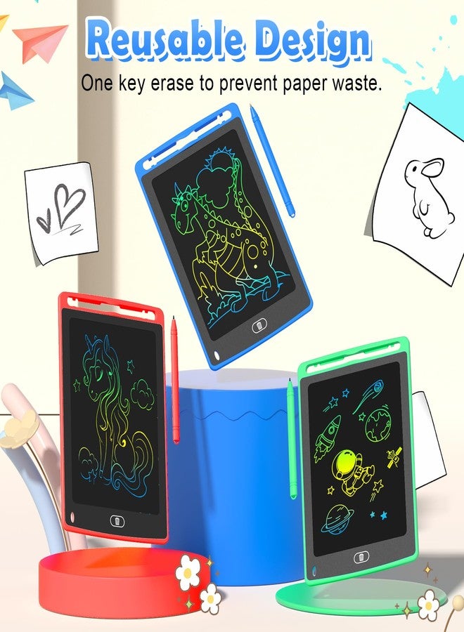 لوحة الكتابة TQU LCD للأطفال، لوحة رسم ملونة مقاس 8.5 بوصة، ألعاب تعليمية وهدايا عيد ميلاد للأطفال من سن 3 إلى 8 سنوات (عبوة من 8 قطع) - Image 3